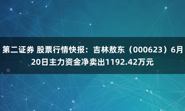 第二证券 股票行情快报：吉林敖东（000623）6月20日主力资金净卖出1192.42万元