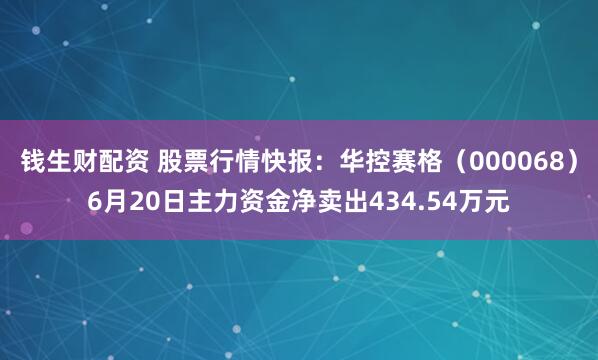 钱生财配资 股票行情快报：华控赛格（000068）6月20日主力资金净卖出434.54万元