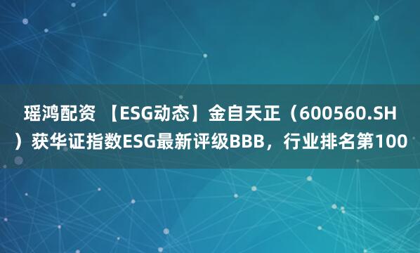 瑶鸿配资 【ESG动态】金自天正（600560.SH）获华证指数ESG最新评级BBB，行业排名第100