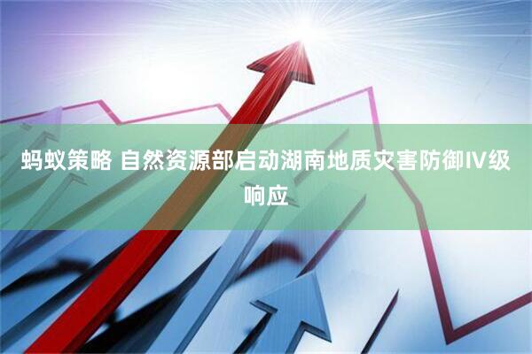 蚂蚁策略 自然资源部启动湖南地质灾害防御Ⅳ级响应